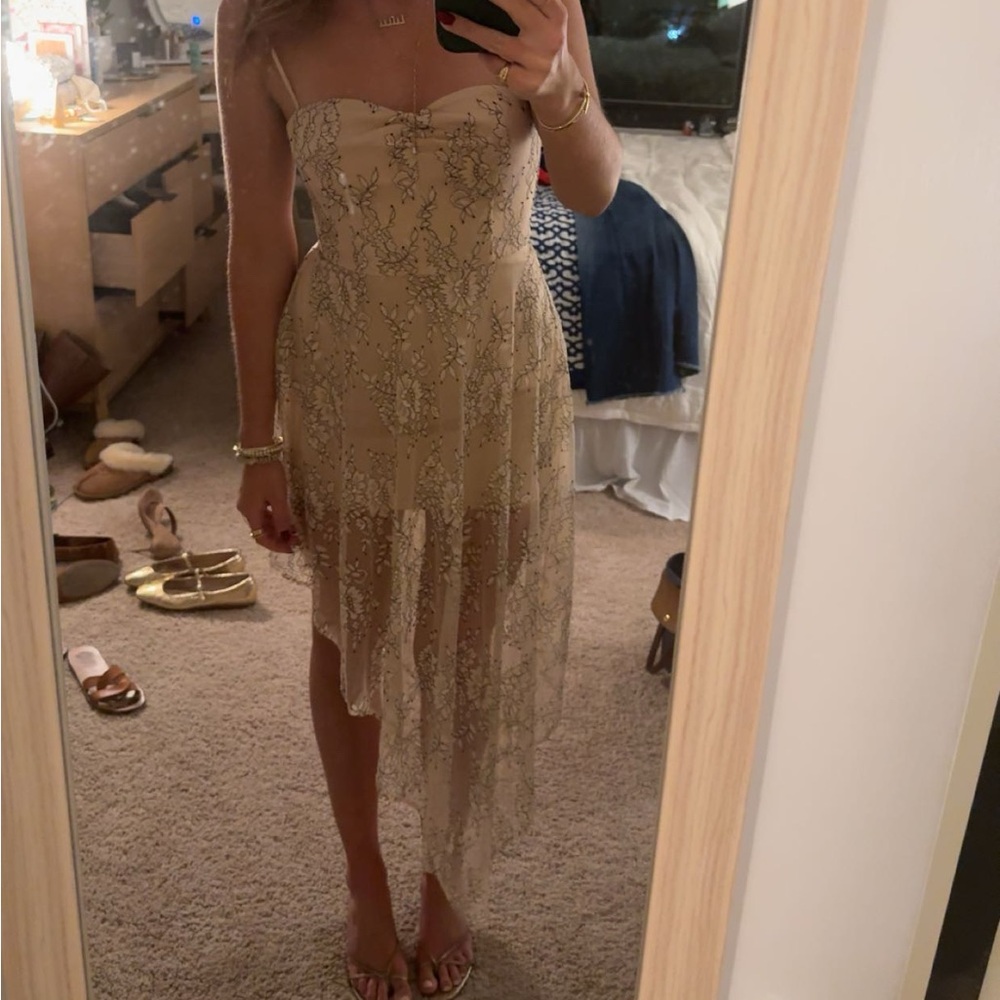 NBD Beige Sleeveless Dress